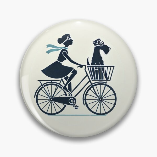 Item preview, Small Terrier and Woman on a Bicycle designed and sold by silhouettedogs.