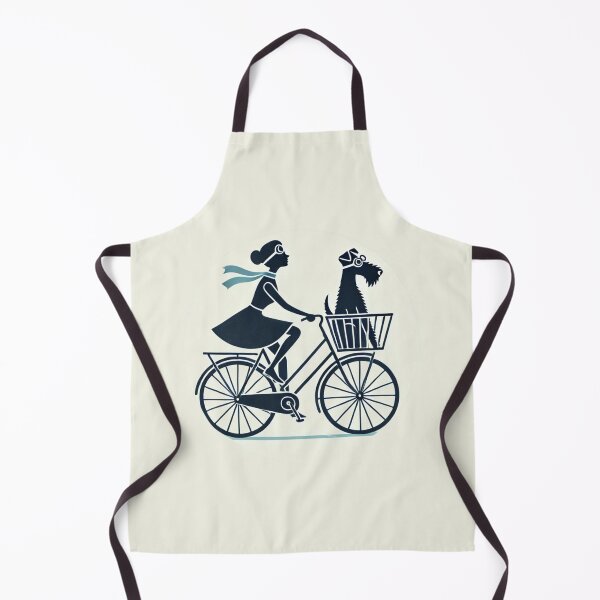 Item preview, Small Terrier and Woman on a Bicycle designed and sold by silhouettedogs.