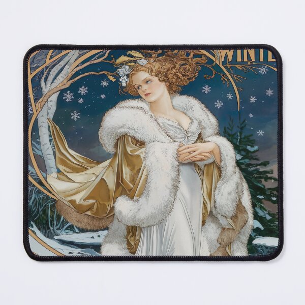 Item preview, Alphonse Mucha Seasons Inspired Winter Painting designed and sold by Tamas Das.