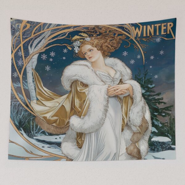 Item preview, Alphonse Mucha Seasons Inspired Winter Painting designed and sold by Tamas Das.