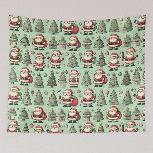 Item preview, Festive Santa and Christmas Tree Pattern designed and sold by Animeture.