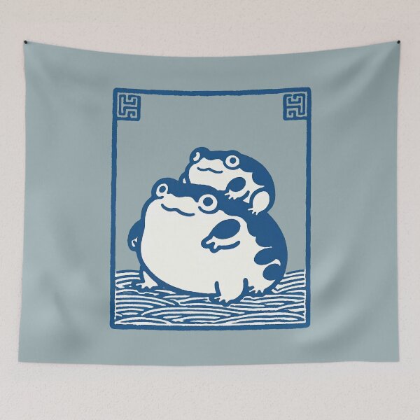 Item preview, Japanese Blue Frogs designed and sold by WanderlustCoCo.