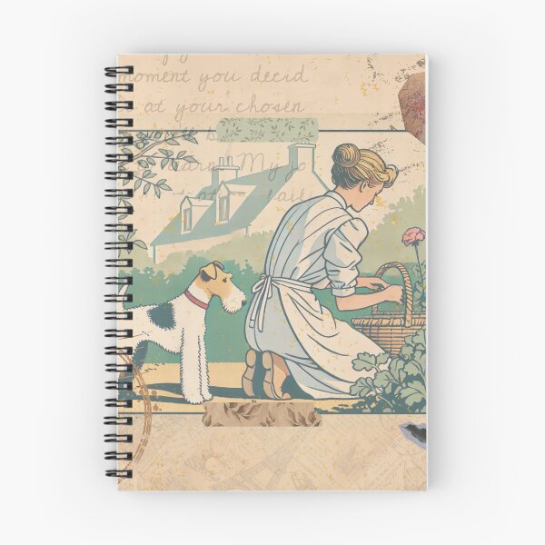 Item preview, Vintage Postcard - Gardening Woman and Fox Terrier  designed and sold by silhouettedogs.