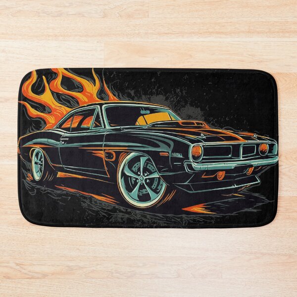 Item preview, Black Vintage Muscle Car with Flames designed and sold by Bubble-Bay Shop.