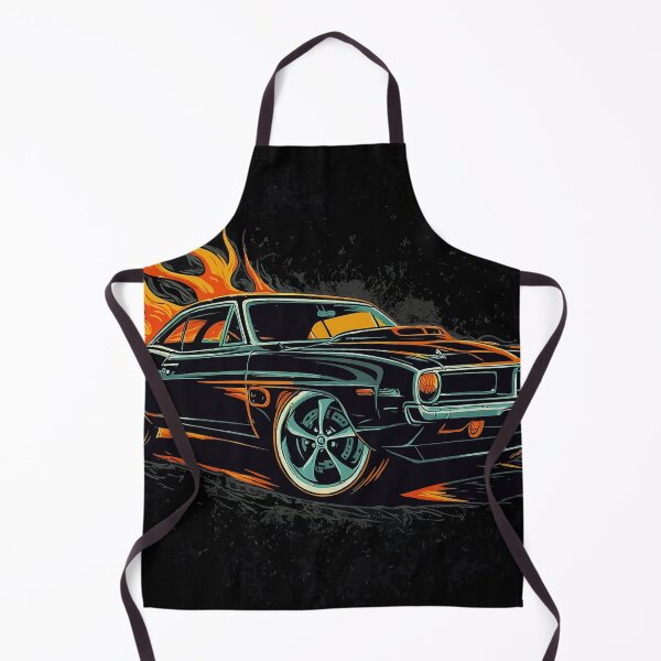 Item preview, Black Vintage Muscle Car with Flames designed and sold by Bubble-Bay Shop.