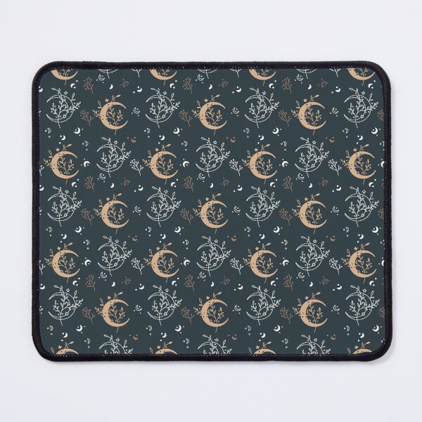 Item preview, Boho Moon and plants dark background, Magical Witchy Pattern designed and sold by JuliaPop.