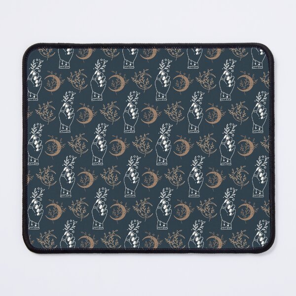 Item preview, Boho Moon and Mystic hand on dark background, Magical Witchy Pattern designed and sold by JuliaPop.