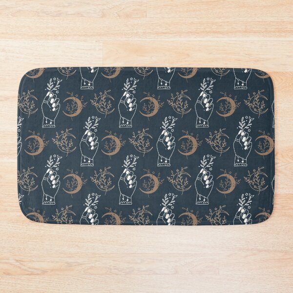 Item preview, Boho Moon and Mystic hand on dark background, Magical Witchy Pattern designed and sold by JuliaPop.