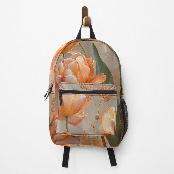 Item preview, Dense Cluster Of Peach-Orange Tulips With White Edges designed and sold by estampavibe.