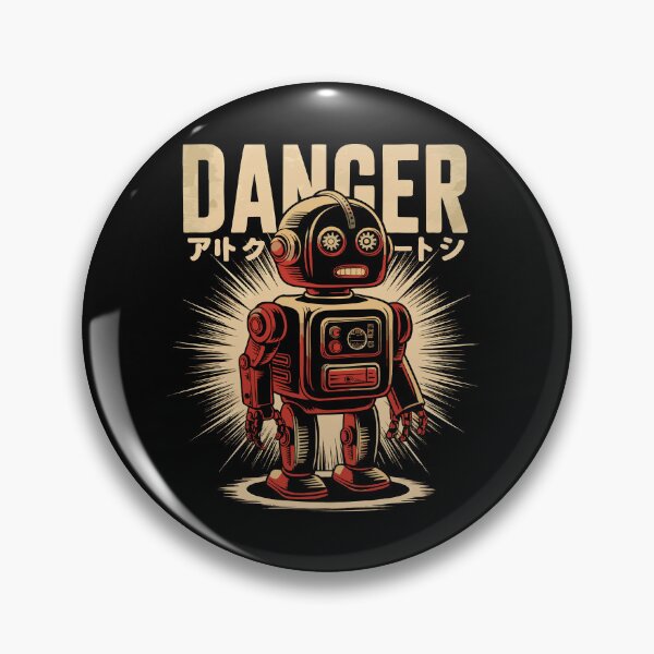 Item preview, Retro Robot Danger Design Japanese Text Sci-Fi Art Geek Gift designed and sold by w1ckerman.