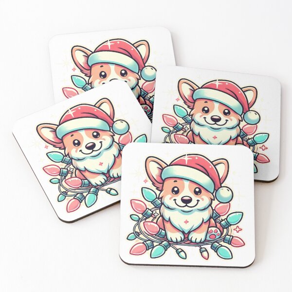 Item preview, Festive Corgi Puppy with Christmas Lights and Santa Hat designed and sold by AIARTIST1.
