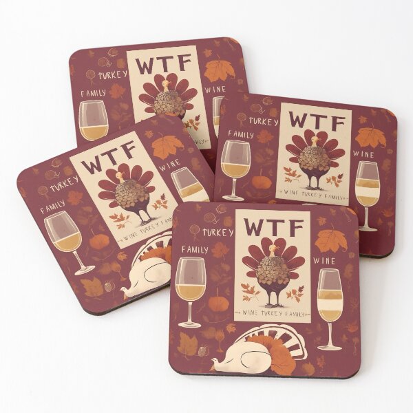 Item preview, A whimsical autumn-themed design poster or patern featuring a turkey, wine  and  family.celebration Thanksgiving day designed and sold by sandrawarty.