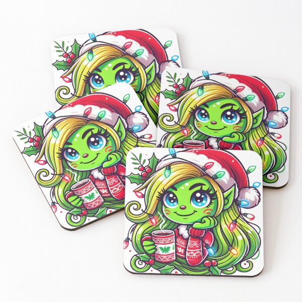 Item preview, Cute Christmas Elf with Holiday Lights and Cocoa designed and sold by AIARTIST1.
