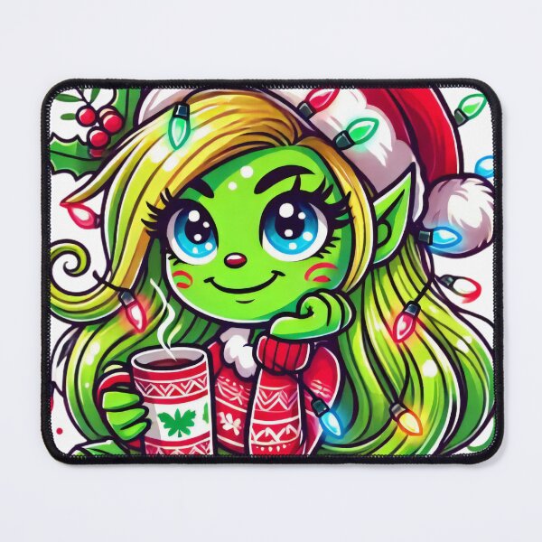 Item preview, Cute Christmas Elf with Holiday Lights and Cocoa designed and sold by AIARTIST1.