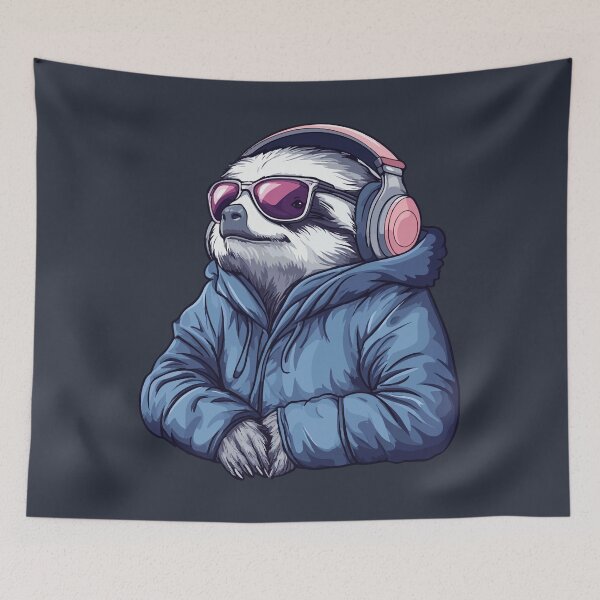 Item preview, Sloth Wearing Headphones designed and sold by VelvetRoom.
