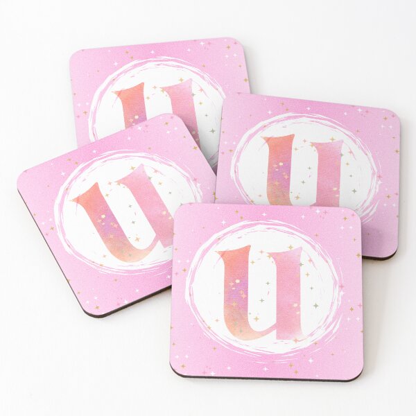 Artikelvorschau, Buchstabe U Monogramm rosa Aquarell entworfen und verkauft von iRenza.