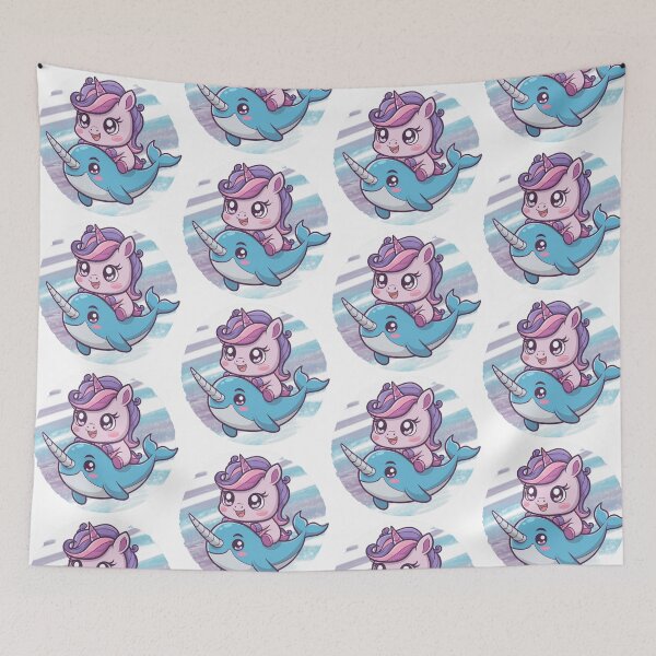 Item preview, Kawaii Unicorn Riding narwhal designed and sold by ZinniasGothShop.