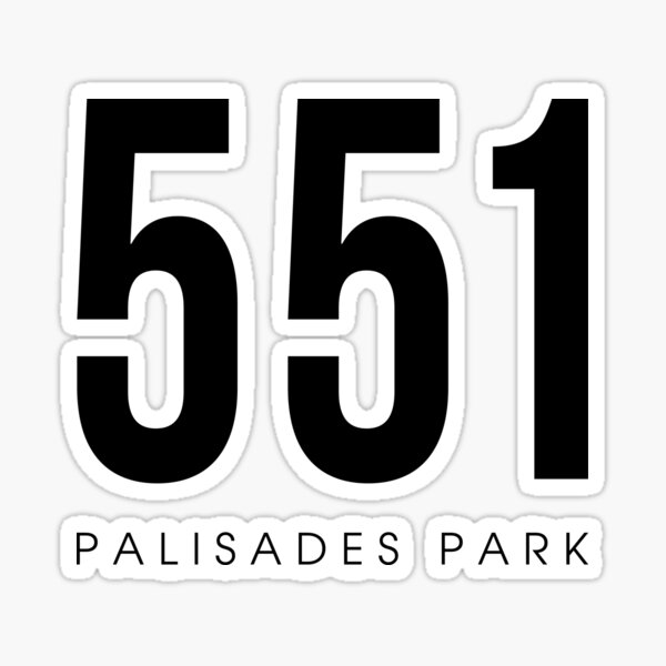 "Palisades Park, NJ 551 Area Code design" Sticker for Sale by