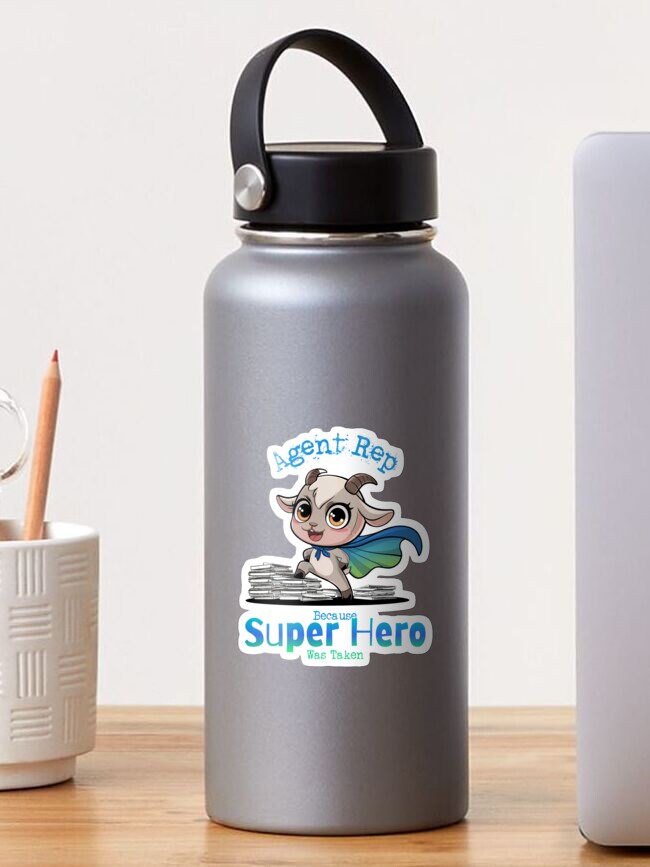 Thumbnail 1 of 3, Sticker, Agent Rep Because Super Hero Was Taken - Goat Superhero designed and sold by WickedTitle.