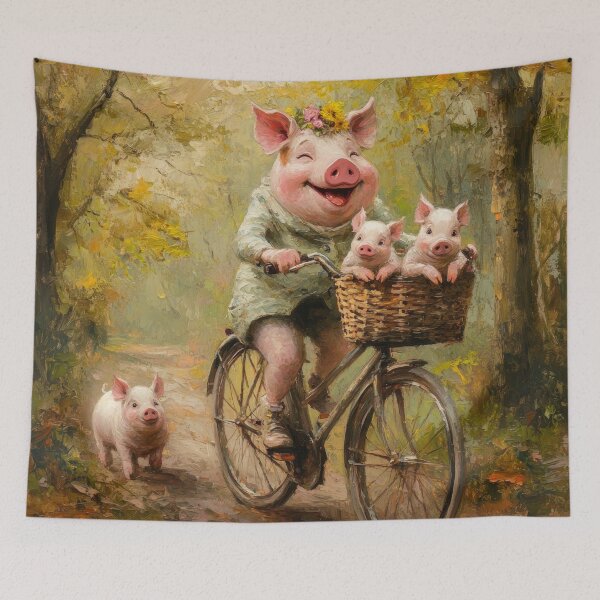 Item preview, Mother Pig and Her Piglets Oil Painting designed and sold by ObiWineKenobi47.
