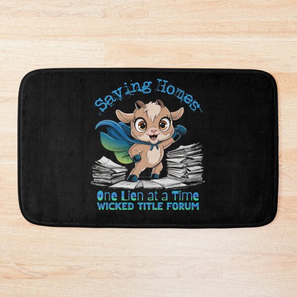 Item preview, Saving Homes, One Lien at a Time – Superhero Goat Cartoon designed and sold by Wicked Title.