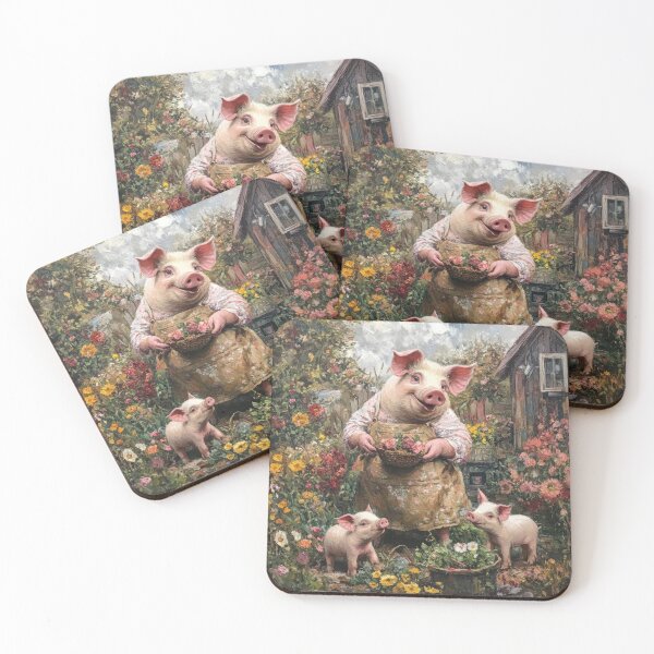 Item preview, Mother Pig and Her Piglets in the Garden designed and sold by ObiWineKenobi47.