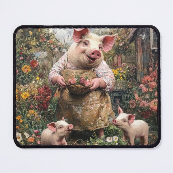 Item preview, Mother Pig and Her Piglets in the Garden designed and sold by ObiWineKenobi47.