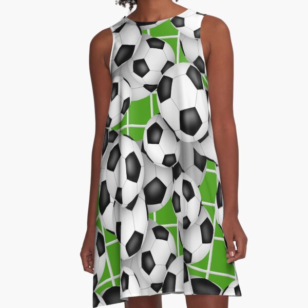 Soccer balls and goal netting pattern A-Line Dress
