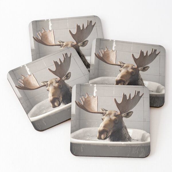 Item preview, Moose in the Tub, Bathroom Art designed and sold by ObiWineKenobi47.