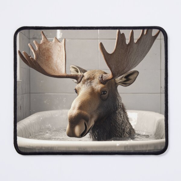 Item preview, Moose in the Tub, Bathroom Art designed and sold by ObiWineKenobi47.