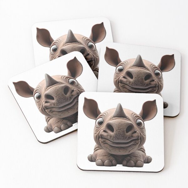 Item preview, Smiling and cute little rhino with big eyes designed and sold by eye_contact.