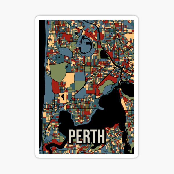 Item preview, Perth Australia Vintage Retro Colors City Map Art designed and sold by Stadify.