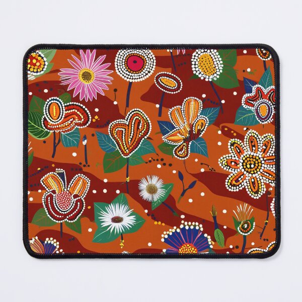 Item preview, Colorful Australian wildflowers in Aboriginal style – artistic photo print for nature and culture lovers designed and sold by TRex-Landscapes.