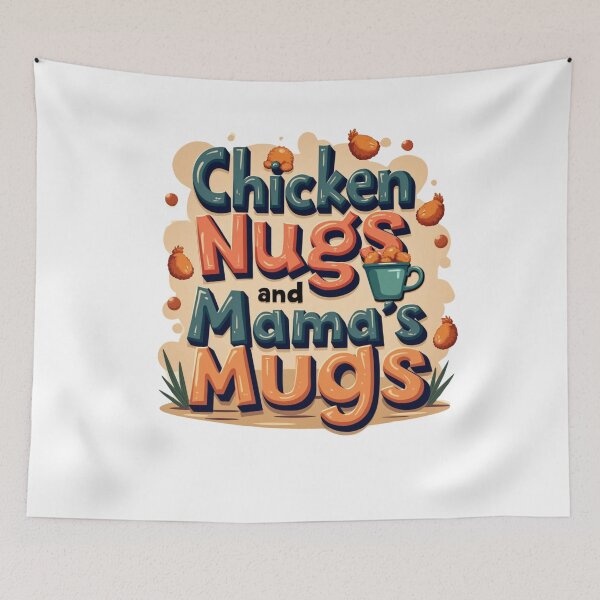 Item preview, vintage Chicken Nuggets Mama Hugs graphic chicken nugs and Mama's mugs funny  gold nuggets designed and sold by LuxeGraphix.
