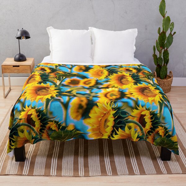 Item preview, Lively sunflower field under a bright sky – photo print for nature lovers designed and sold by TRex-Landscapes.