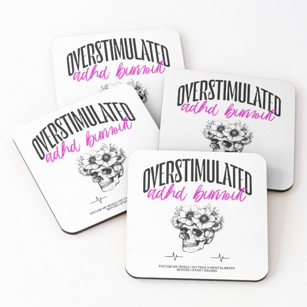 Item preview, Overstimulated ADHD Burnout Mental Health Funny Floral Skull Print designed and sold by digifaxdesign.