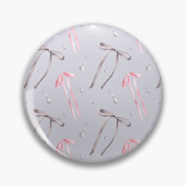 Item preview, Watercolor ribbons and bows with pearl earrings seamless pattern. Grey and pink colour Hand drawn coquette illustration designed and sold by BartolArt.