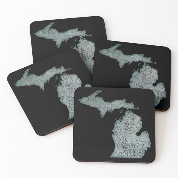 Item preview, Michigan Chippy Aqua Crackled Upper and Lower Peninsulas designed and sold by CheriesArt.