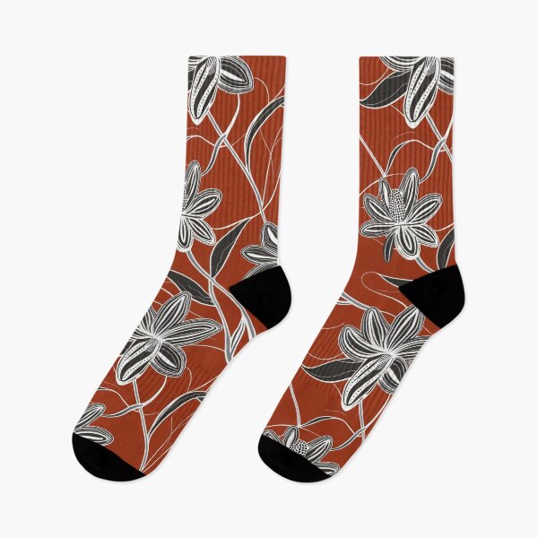 Item preview, Aboriginal Line Art Flowers on Red Background – Traditional Art for Photo Print designed and sold by TRex-Landscapes.