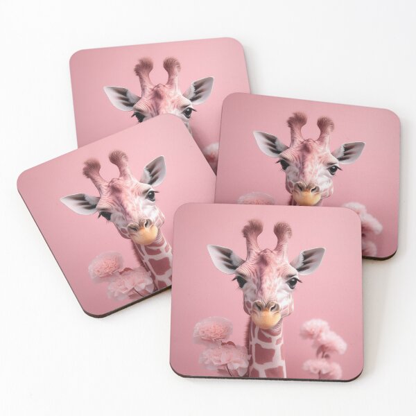 Item preview, Charming Pink Giraffe with Flowers | Unique and Whimsical Animal Art designed and sold by Terradesignsbyk.