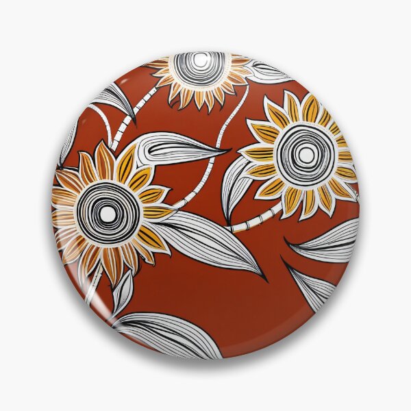 Item preview, Traditional Aboriginal Line Art with Sunflower Motifs – Art Photo Print designed and sold by TRex-Landscapes.