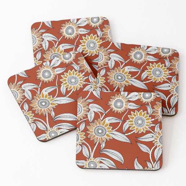 Item preview, Traditional Aboriginal Line Art with Sunflower Motifs – Art Photo Print designed and sold by TRex-Landscapes.