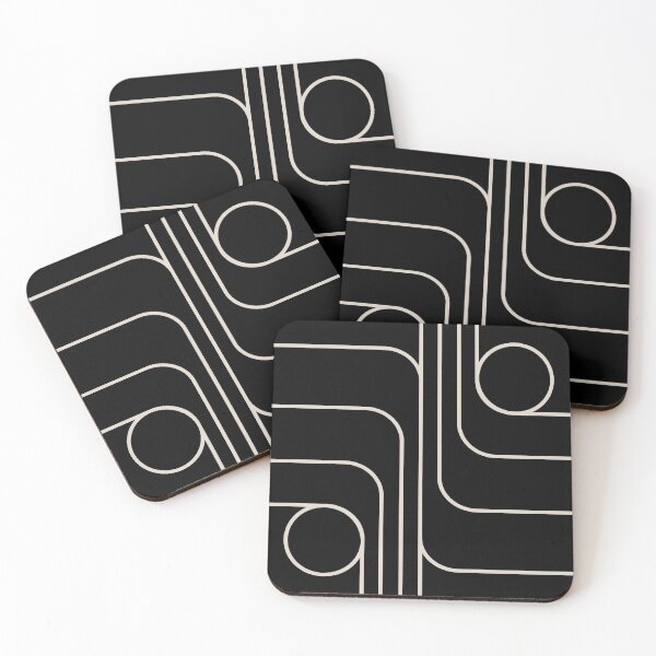 Item preview, Retro Modernist Geometric Design Black & Linen White designed and sold by tonymagnerart.