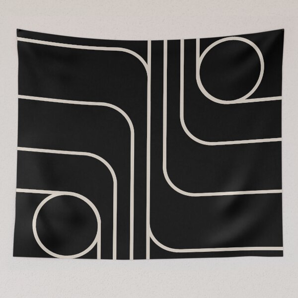 Item preview, Retro Modernist Geometric Design Black & Linen White designed and sold by tonymagnerart.