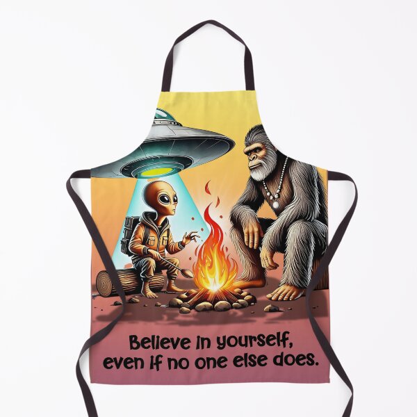 Item preview, Believe in Yourself Alien and Bigfoot Campfire Scene designed and sold by gleefulme.