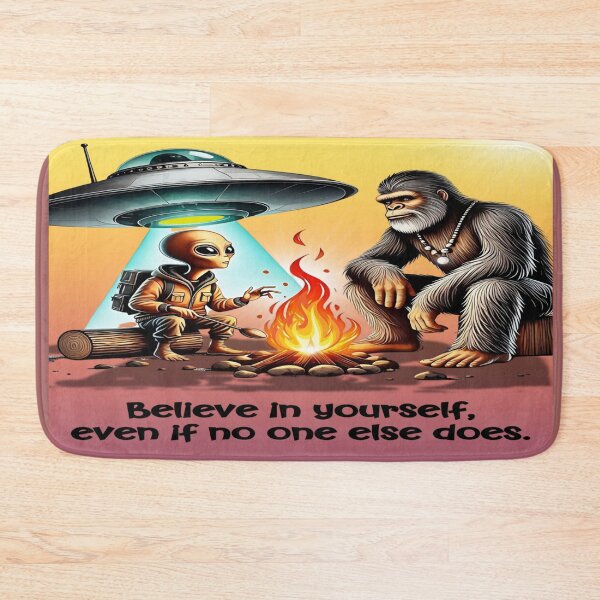 Item preview, Believe in Yourself Alien and Bigfoot Campfire Scene designed and sold by gleefulme.