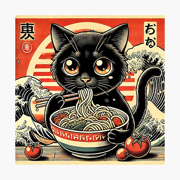 Item preview, Cat Ramen Japanese Funny Graphic Tees Kawaii Cat Anime Gifts designed and sold by SztylishDesigns.