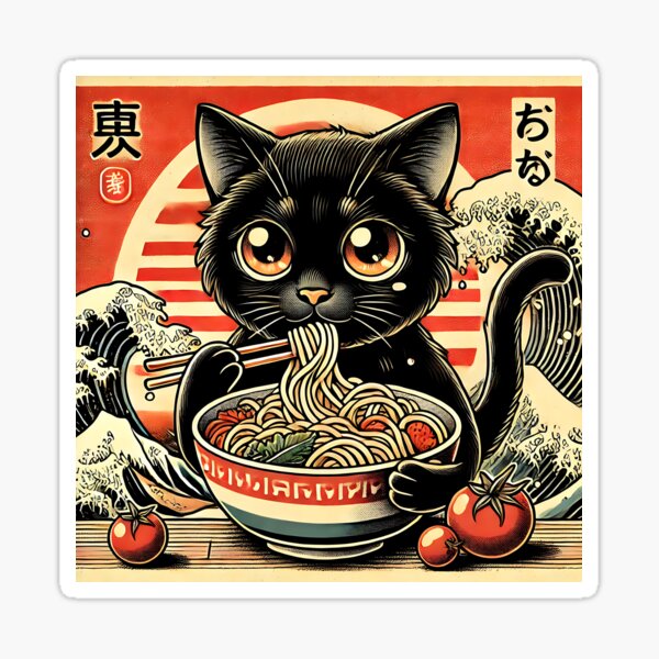 Item preview, Cat Ramen Japanese Funny Graphic Tees Kawaii Cat Anime Gifts designed and sold by SztylishDesigns.