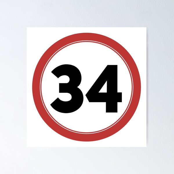 Item preview, Speed limit 34, happy 34th birthday designed and sold by Wolagno.