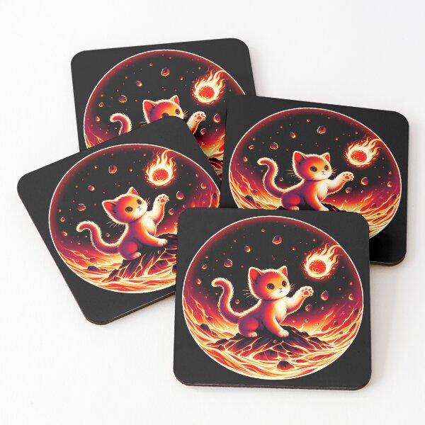 Item preview, Lava Fire Kitten Playing with Fireball, Ai Generated Art  designed and sold by ACC .